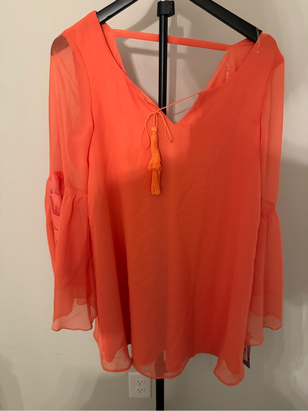 Women’s Coral Tie-Front Chiffon Blouse *NWT
